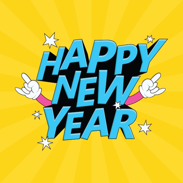 Adhesivo de feliz año nuevo