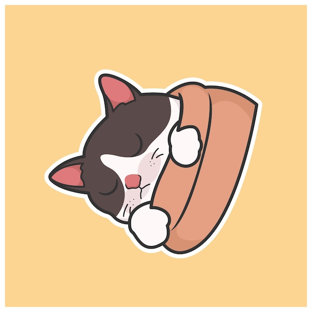 El adhesivo del gato durmiente es una ilustración linda.