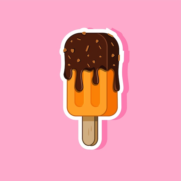 Adhesivo de helado cubierto de chocolate Ilustración vectorial Diseño de dibujos animados