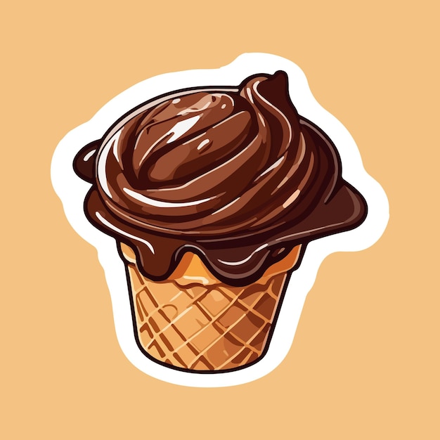 Adhesivo de helado dibujado bonito insignia aislada de frío dulce postre de verano emblema de niño colorido