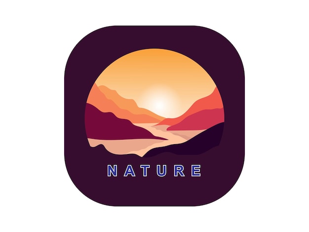 adhesivo de icono del logotipo del gradiente del paisaje