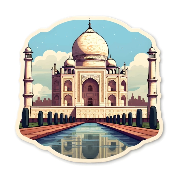 Adhesivo de ilustración del Taj Mahal en fondo blanco