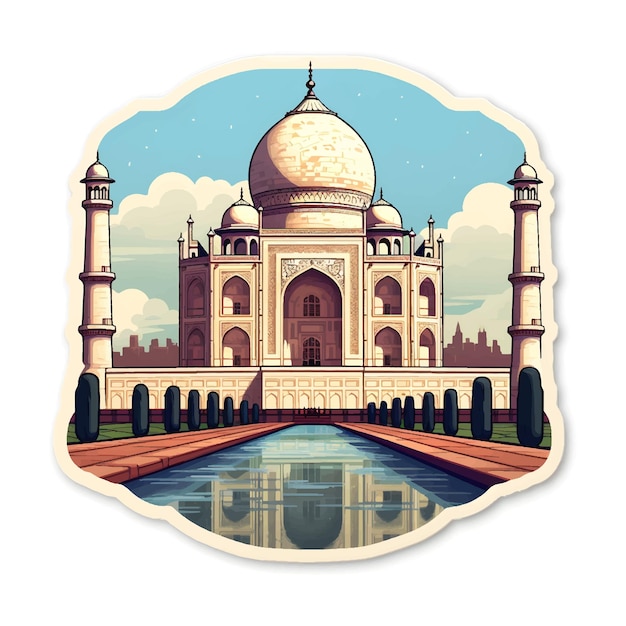 Vector adhesivo de ilustración del taj mahal en fondo blanco