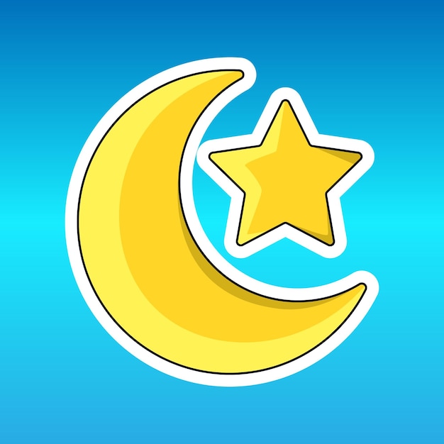 Vector adhesivo de ilustración vectorial con icono de luna y estrella