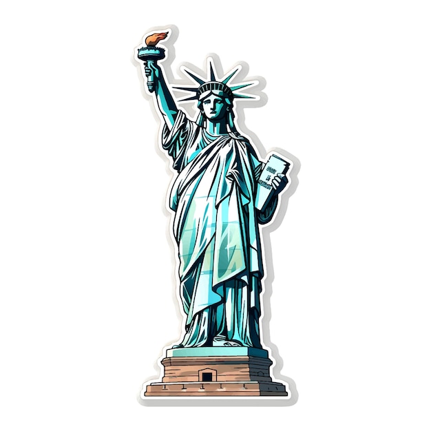 Adhesivo ilustrativo de la Estatua de la Libertad sobre un fondo blanco