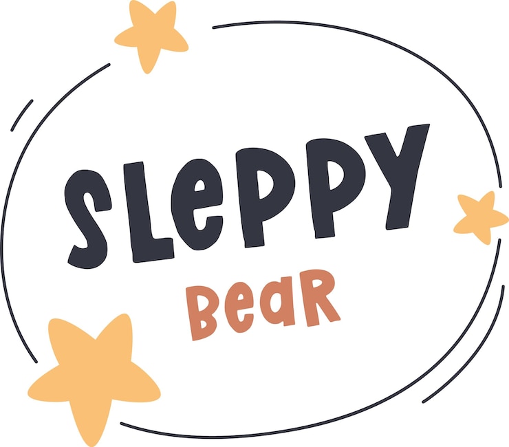 Vector adhesivo con letras de sleepy bear