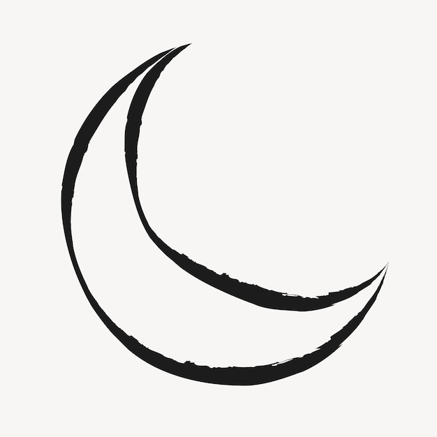 Adhesivo de luna creciente con un lindo garabato en negro