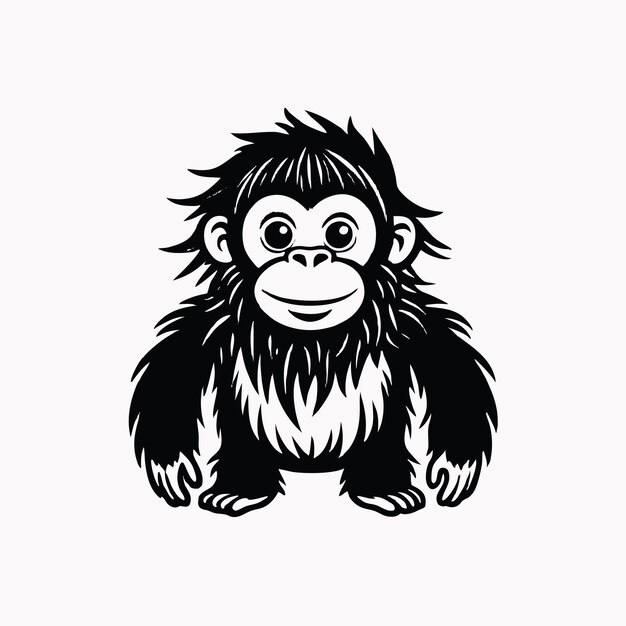 Adhesivo o icono de dibujos animados de animales orangutanes gordos