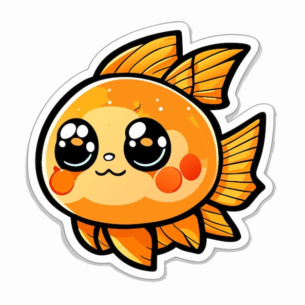 Vector adhesivo de personaje de dibujos animados de peces