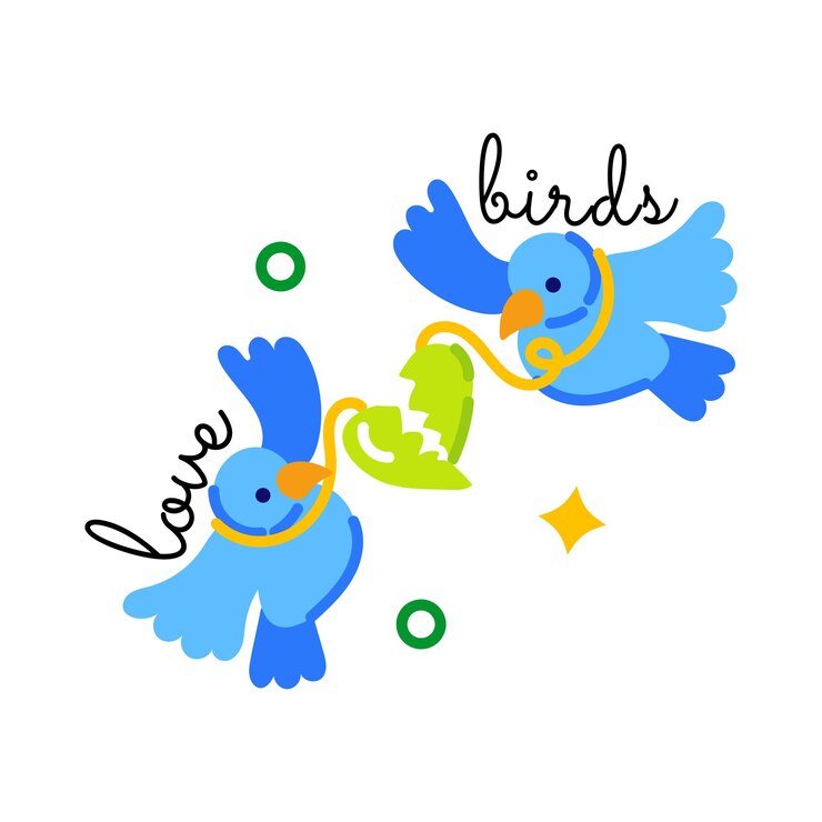 Vector adhesivo plano pegadizo de pájaros del amor