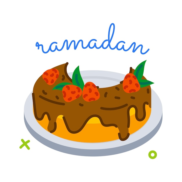 Adhesivo plano personalizable del postre del Ramadán