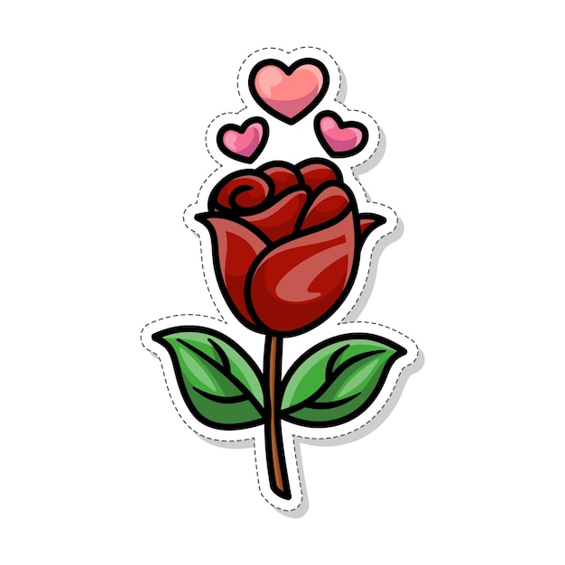 Adhesivo de tema de san valentín de vector gratuito rosas con amor