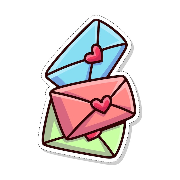 Adhesivo temático de amor vectorial gratuito ilustración de una pila de cartas de amor