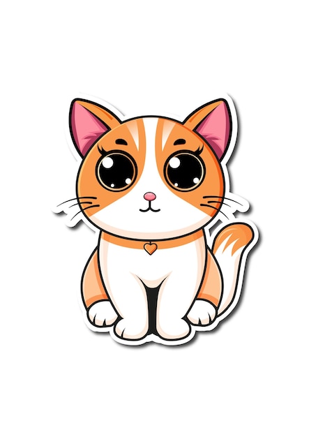 Adhesivo vectorial de gato de dibujos animados en fondo blanco Ilustración vectorial