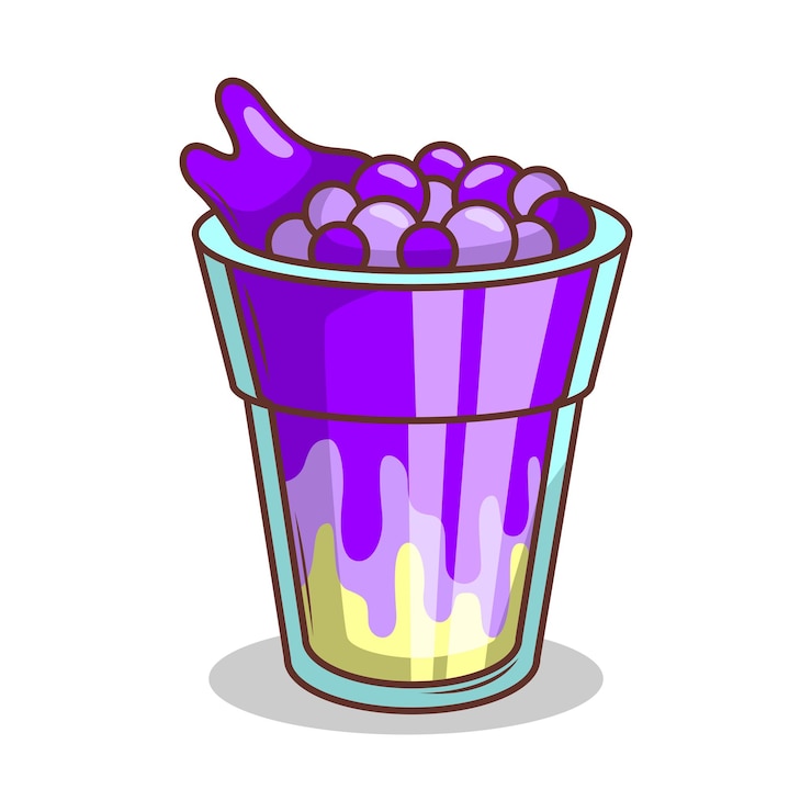 Vector adhesivo vectorial de té de burbuja dibujado a mano con dibujos animados