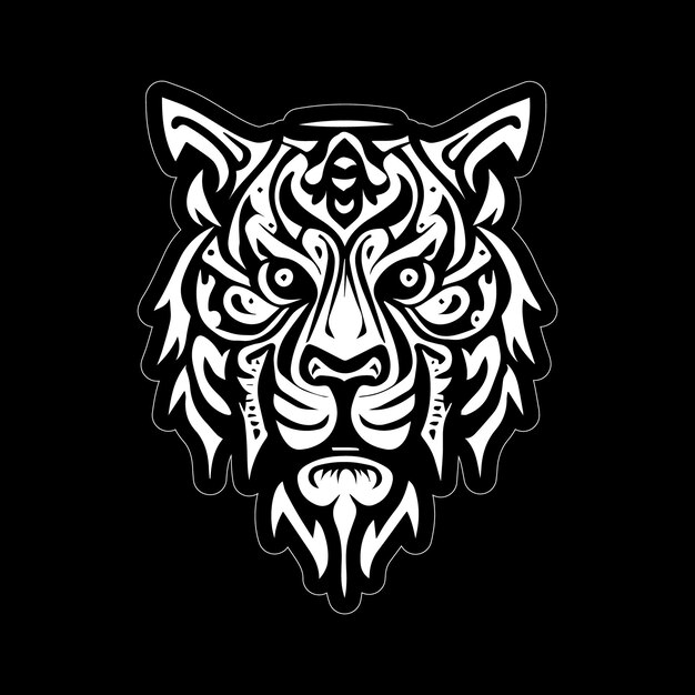 Vector adhesivos de cara de tigre en blanco y negro para cada amante del tigre diseño listo para imprimir