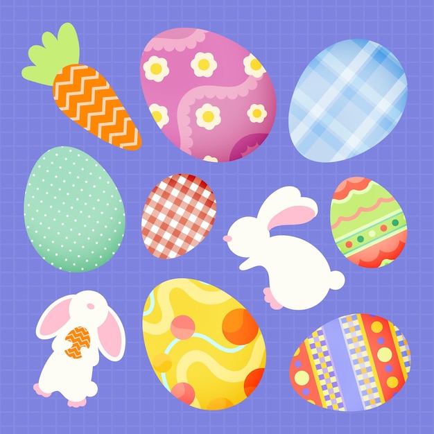 Adhesivos festivos de Pascua con dibujos lindos colección vectorial