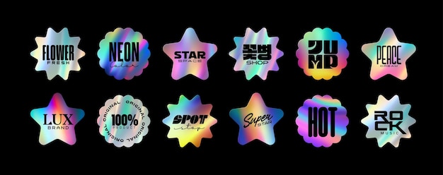 Adhesivos holográficos Etiquetas holográficas de formas de estrellas Formas de adhesivos para maquetas de diseño