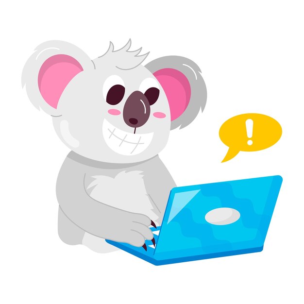 Adhesivos de koala mascota de koala de dibujos animados momento alegre koala criatura linda criatura acurrucada