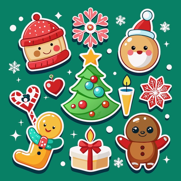 Adhesivos navideños con varios personajes de invierno Objetos y decoraciones