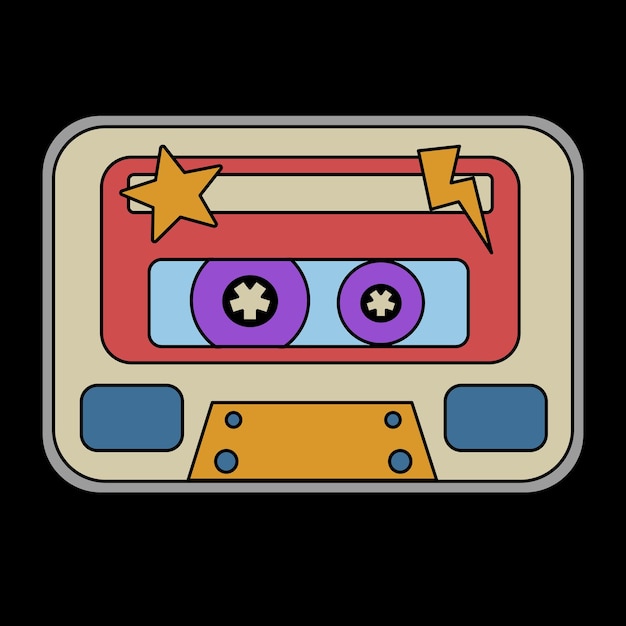 Vector adhesivos retro cintas de audio vintage con cinta magnética cintas de mezcla retro de canciones pop de los años 80