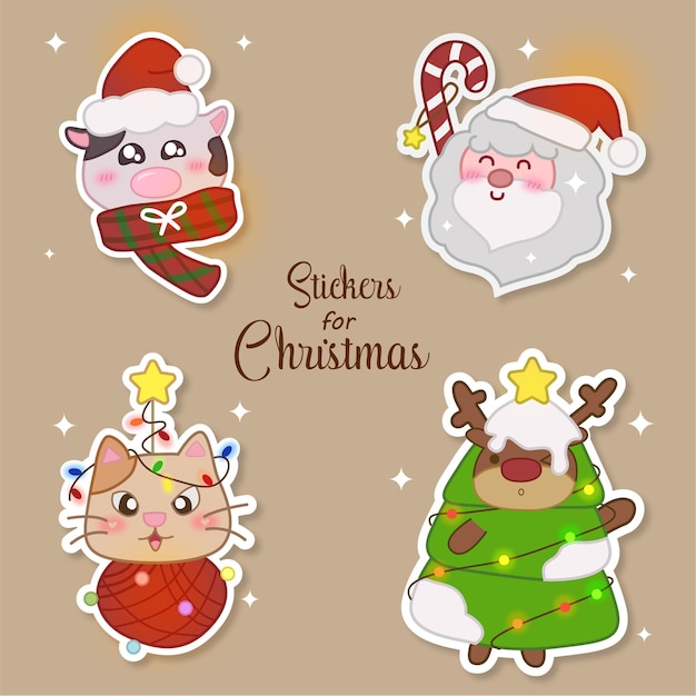 Vector adhesivos vectoriales para la navidad