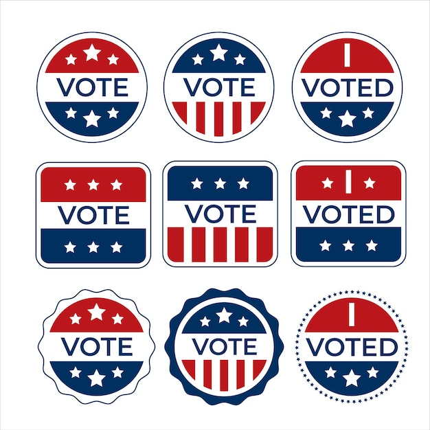 Adhesivos de voto con bandera estadounidense Insignia de votante Botones de voto el día de las elecciones