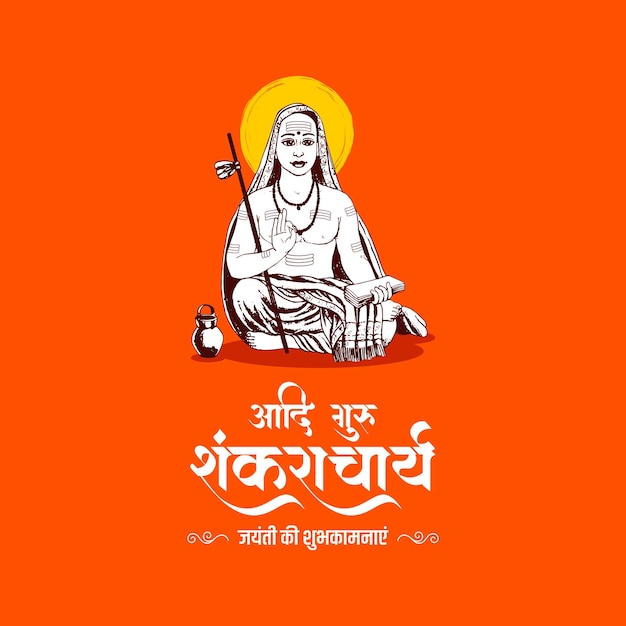 Vector adi shankaracharya jayanti ilustración vectorial