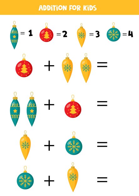 Adición con bolas navideñas
