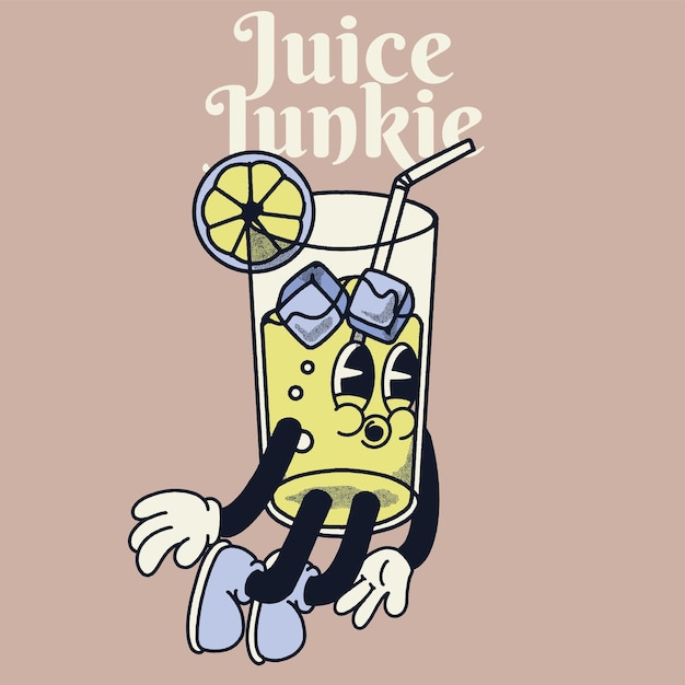 Adicto al jugo con diseño de personajes Groovy de jugo