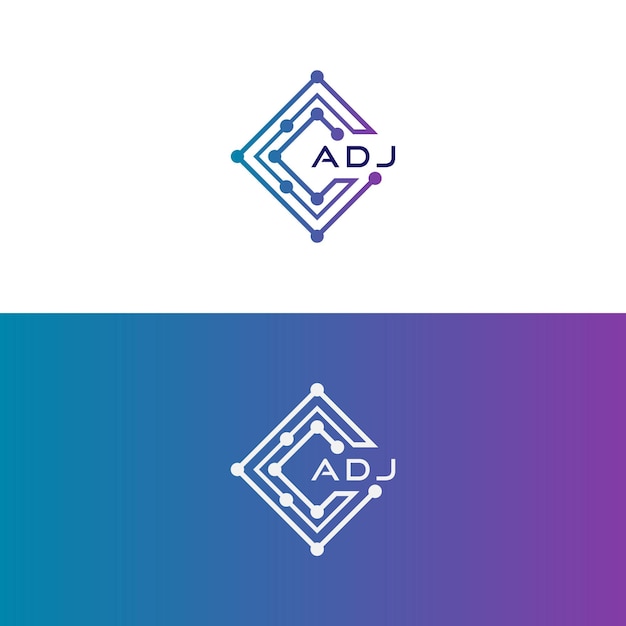 adj tech diseño inicial de logotipo icono para tecnología negocio de tecnología digital adj logotipo de tecnología adj