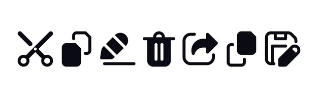 Administrador de archivos Acciones Icon Set Trash Puede guardarse como Copiar Paste Renombrar Símbolos de corte