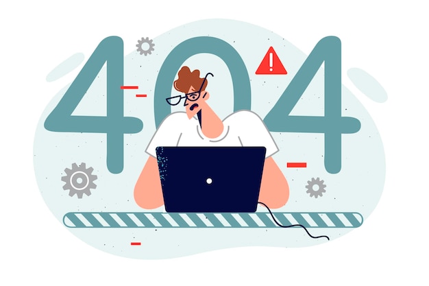 El administrador del sistema ve un error en el sitio web y repara la computadora para solucionar el problema