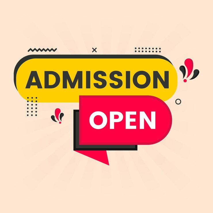 admisión banner abierto diseño plano forma abstracta