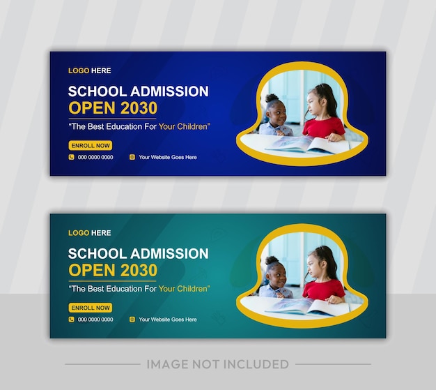 Admisión a la escuela Abre la plantilla de diseño de la portada del banner de las redes sociales