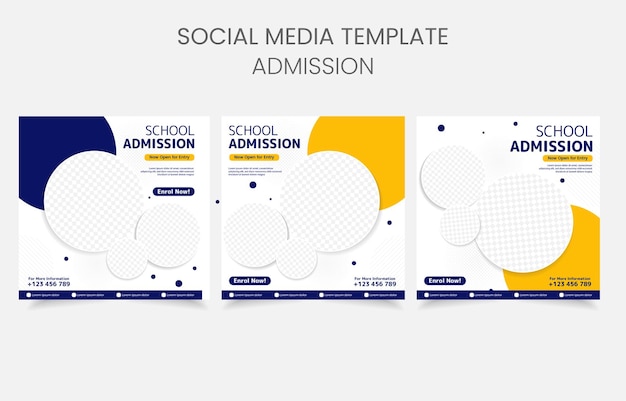 Admisión a la escuela de banner de plantilla de redes sociales