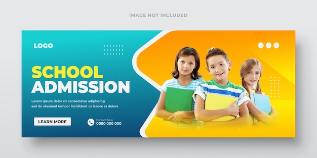 Admisión a la escuela medios sociales web banner volante y plantilla de portada de Facebook