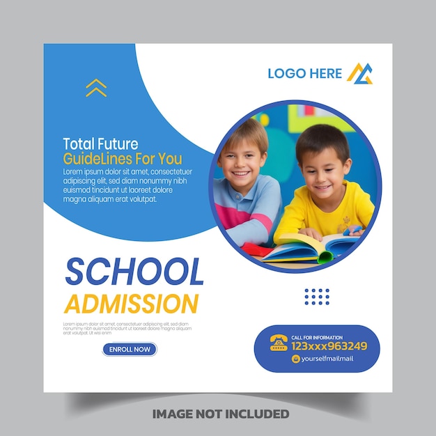 Admisión a una escuela nueva Diseño creativo de publicaciones en redes sociales