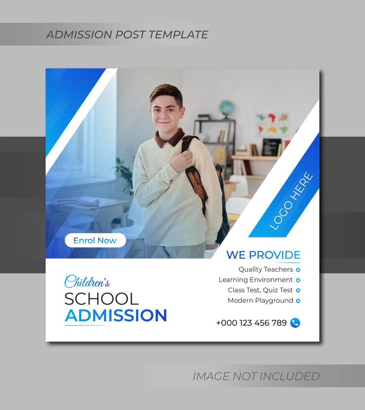 Admisión a la escuela publicación en redes sociales y plantilla de diseño de banner web 2023