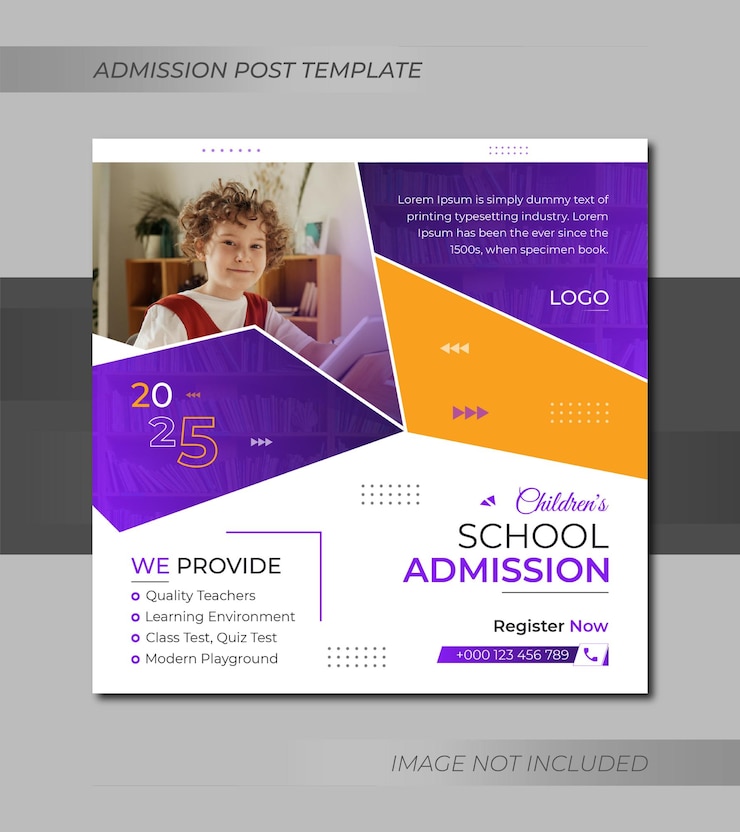 Admisión a la escuela publicación en redes sociales y plantilla de diseño de banner web 2023