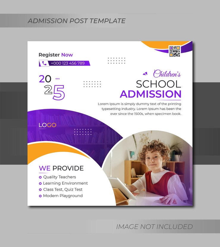 Admisión a la escuela publicación en redes sociales y plantilla de diseño de banner web 2023