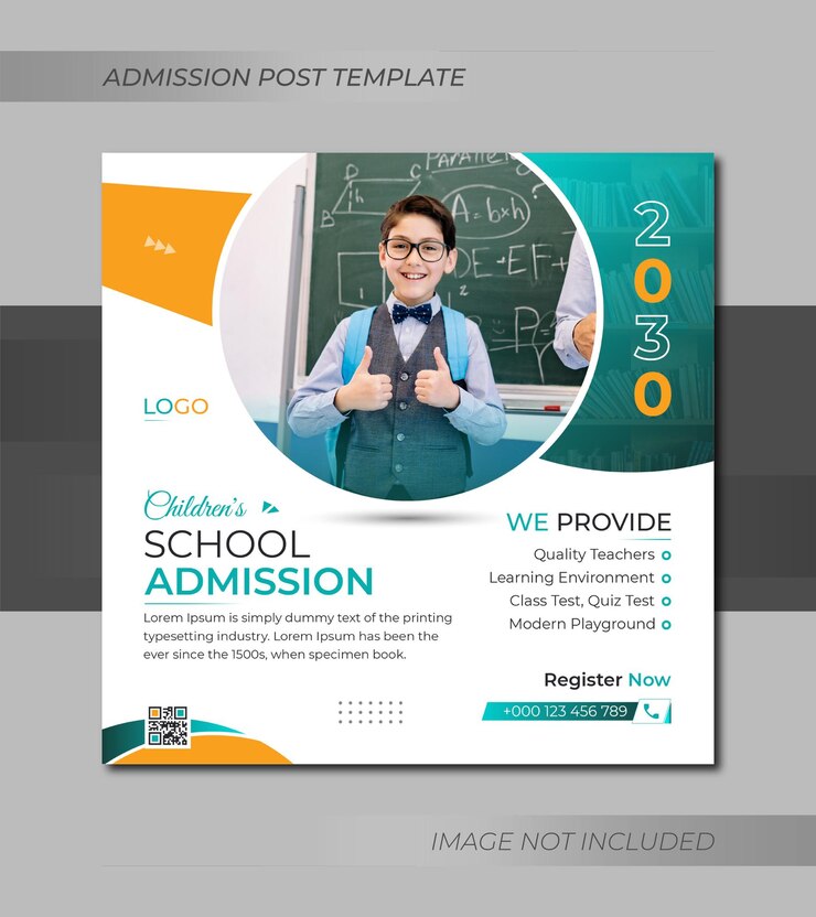 Admisión a la escuela publicación en redes sociales y plantilla de diseño de banner web 2023