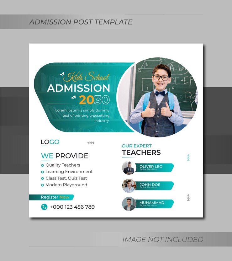 Admisión a la escuela publicación en redes sociales y plantilla de diseño de banner web 2023