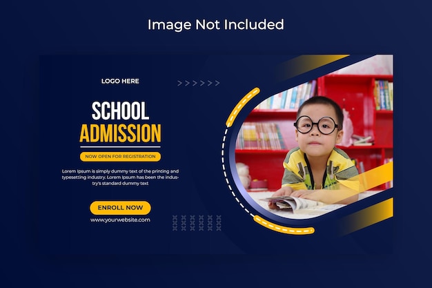 admisión a la escuela, redes sociales y folleto de banner web, foto de portada de facebook vector premium