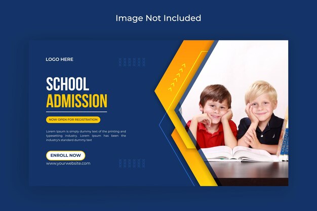 admisión a la escuela, redes sociales y folleto de banner web, foto de portada de facebook vector premium
