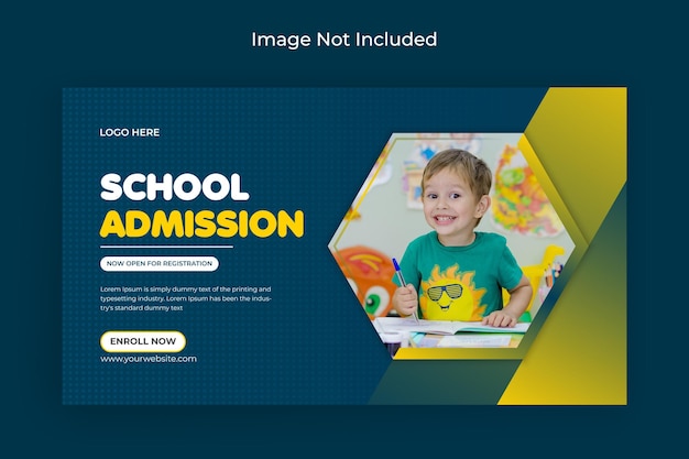 admisión a la escuela, redes sociales y folleto de banner web, foto de portada de facebook vector premium
