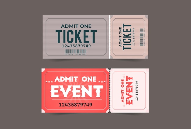 Admitir una plantilla de diseño de boletos para eventos de conciertos y festivales y cupones de cine