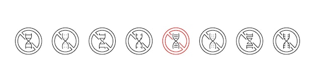 ADN sin icono de signo establecido sin gmo iconos de línea delgada trazo editable