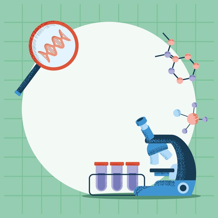 Vector adn de microscopio de estudio de laboratorio