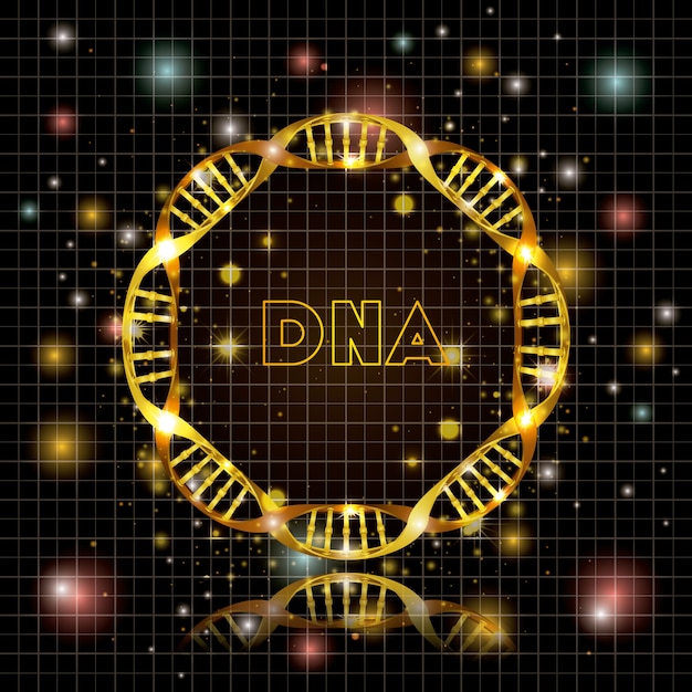 ADN molécula estructura circular dorada